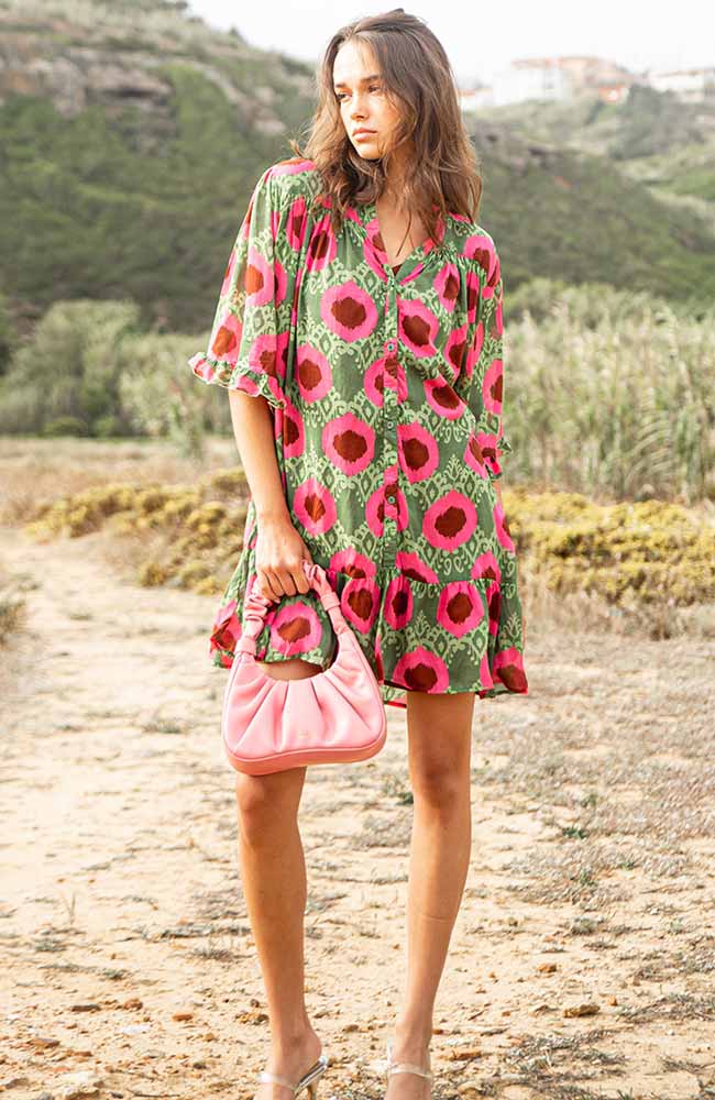 Poppyfield Sancho dress pink green ECOVERO | Sophie Stone