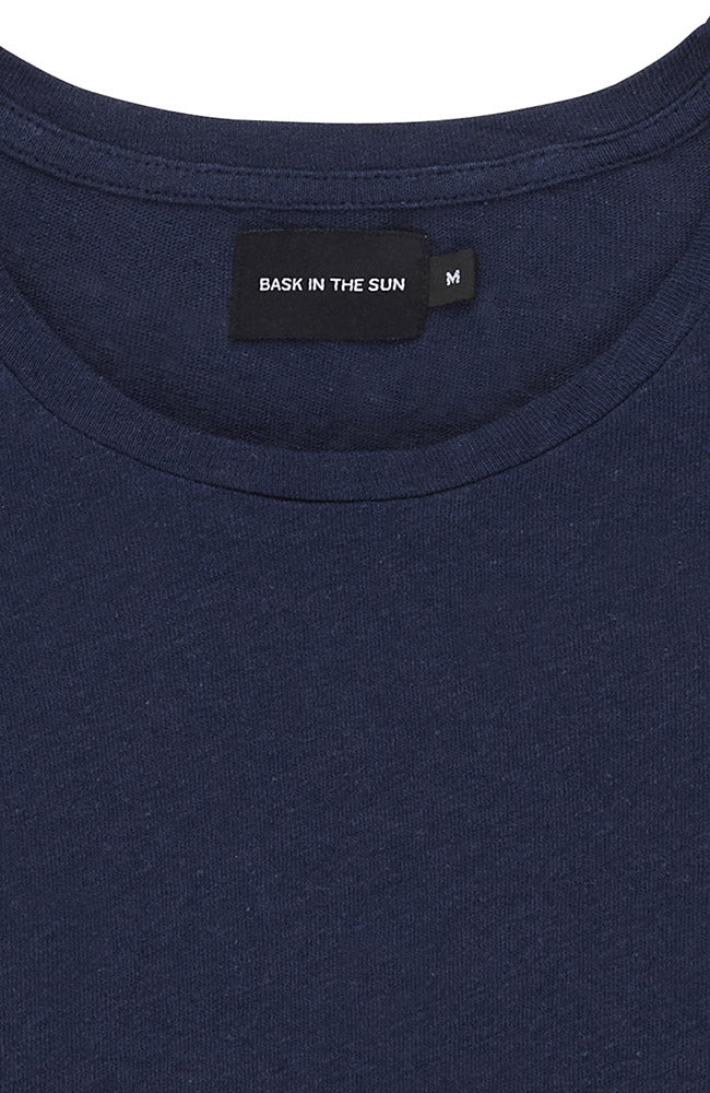 Bask in the Sun Stephanos tee navy organic cotton and linen | Sophie Stone