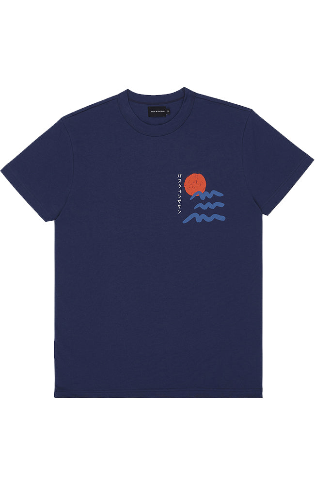 Bask in the Sun Sunset t-shirt navy from organic cotton men | Sophie Stone