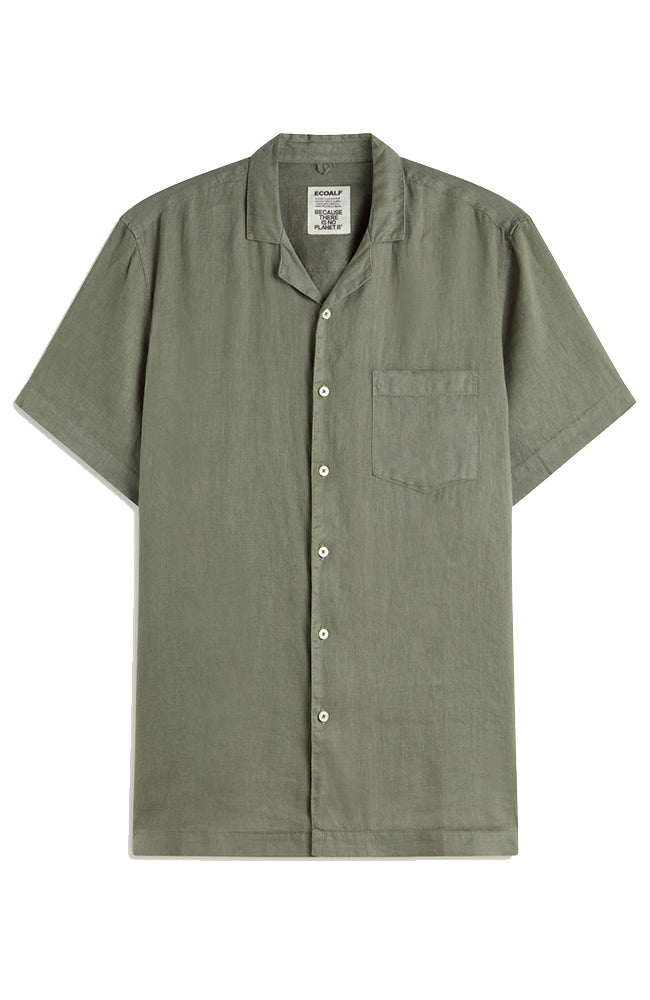 Ecoalf Sutar shirt khaki from durable linen for men | Sophie Stone
