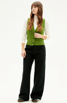 Thinking MU Parrot green ginger knitted cardigan durable | Sophie Stone