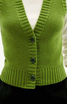 Thinking MU Parrot green ginger knitted cardigan from sustainable organic wool | Sophie Stone
