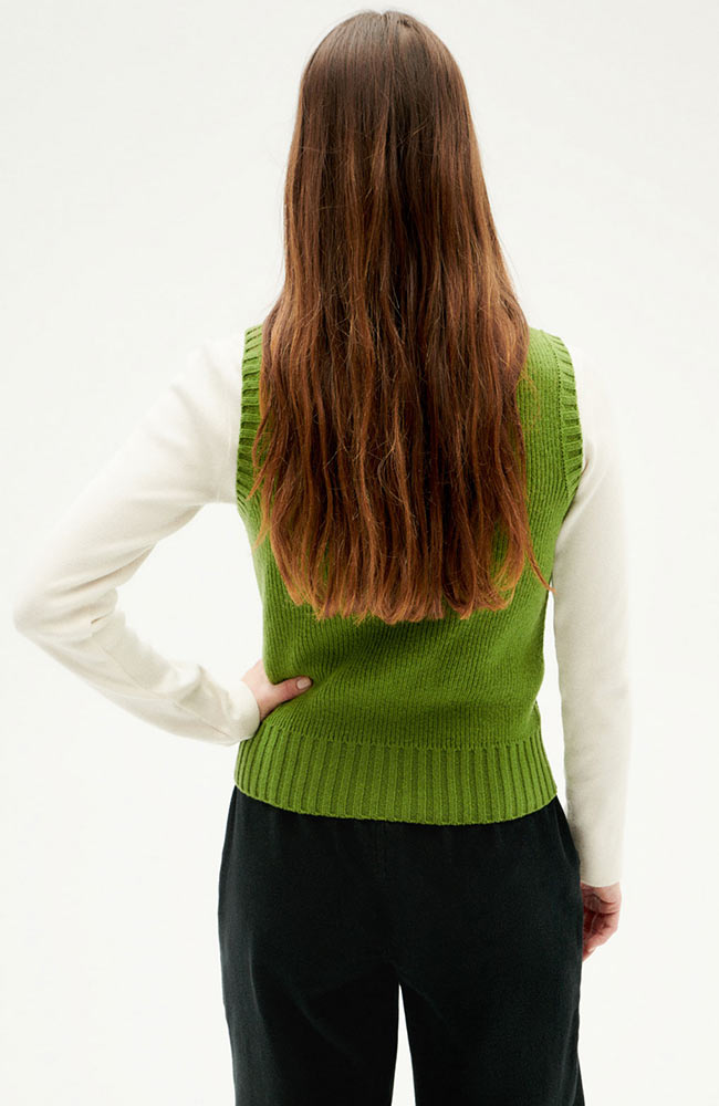Thinking MU Parrot green ginger knitted cardigan | Sophie Stone