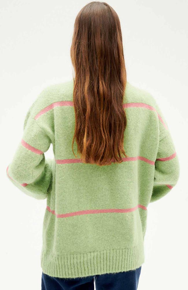 Thinking Mu Madi Stripes sweater green made of alpaca wool | Sophie Stone
