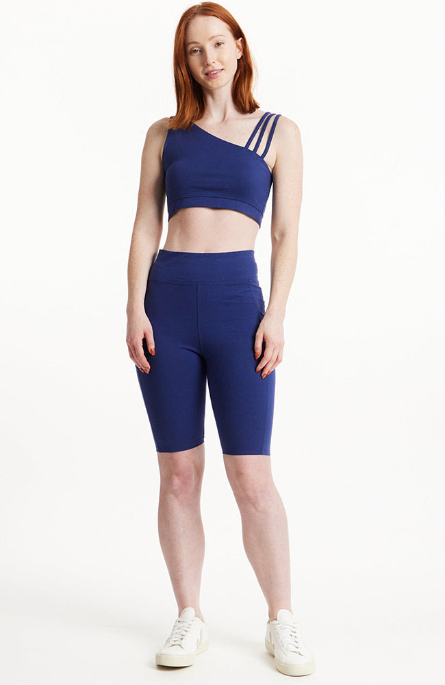 People Tree Pocket Cycling shorts blue from organic cotton | Sophie Stone