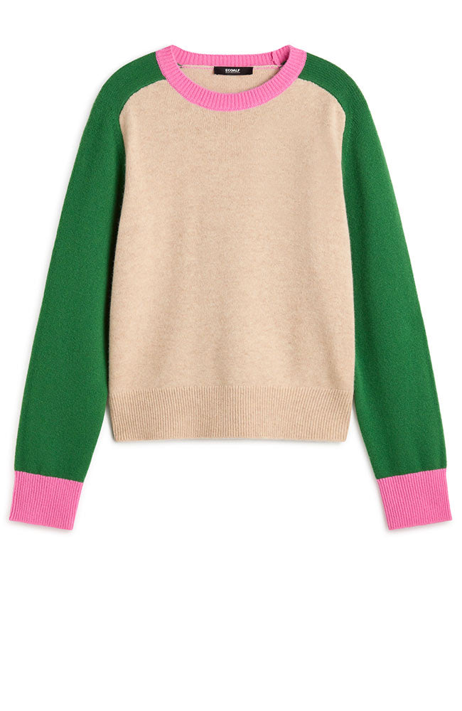 Ecoalf Cedroalf trui groen beige roze gerecyclede wol | Sophie Stone