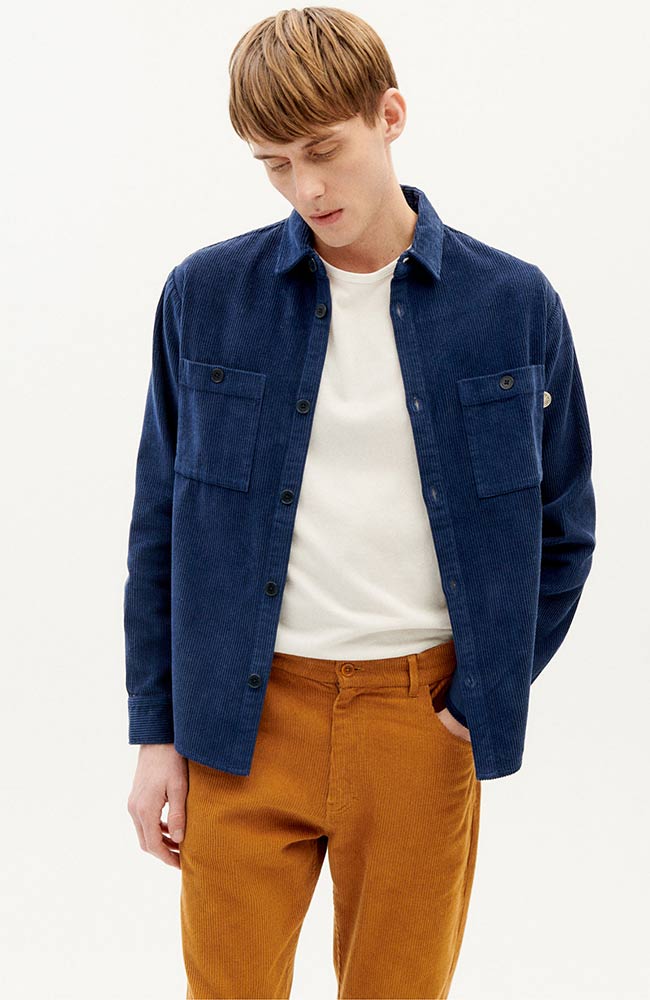 Thinking MU Corduroy Bes overshirt navy gemaakt van bio katoen | Sophie Stone