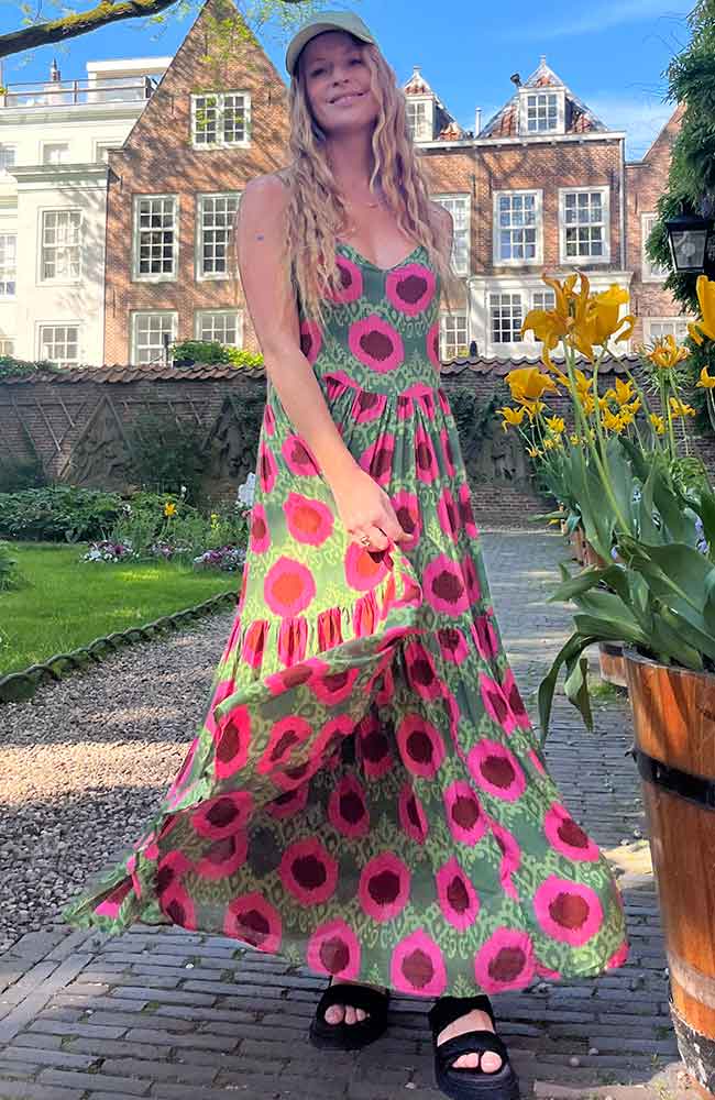 Poppyfield Dinas maxi dress pink green by ECOVERO women | Sophie Stone https://sophi