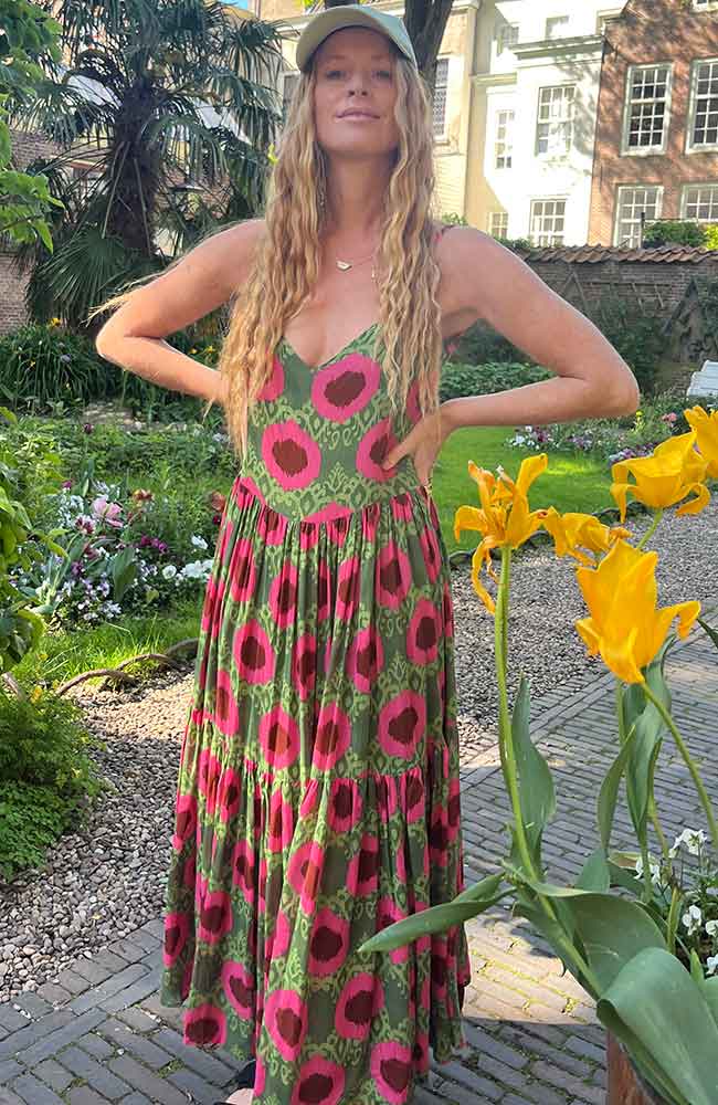 Poppyfield Dinas maxi dress pink green by ECOVERO ladies | Sophie Stone