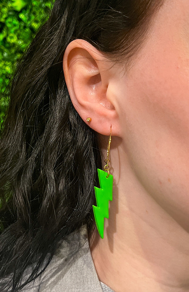 Studio Earlobe Tina Thunder green vegan handmade earrings | Sophie Stone