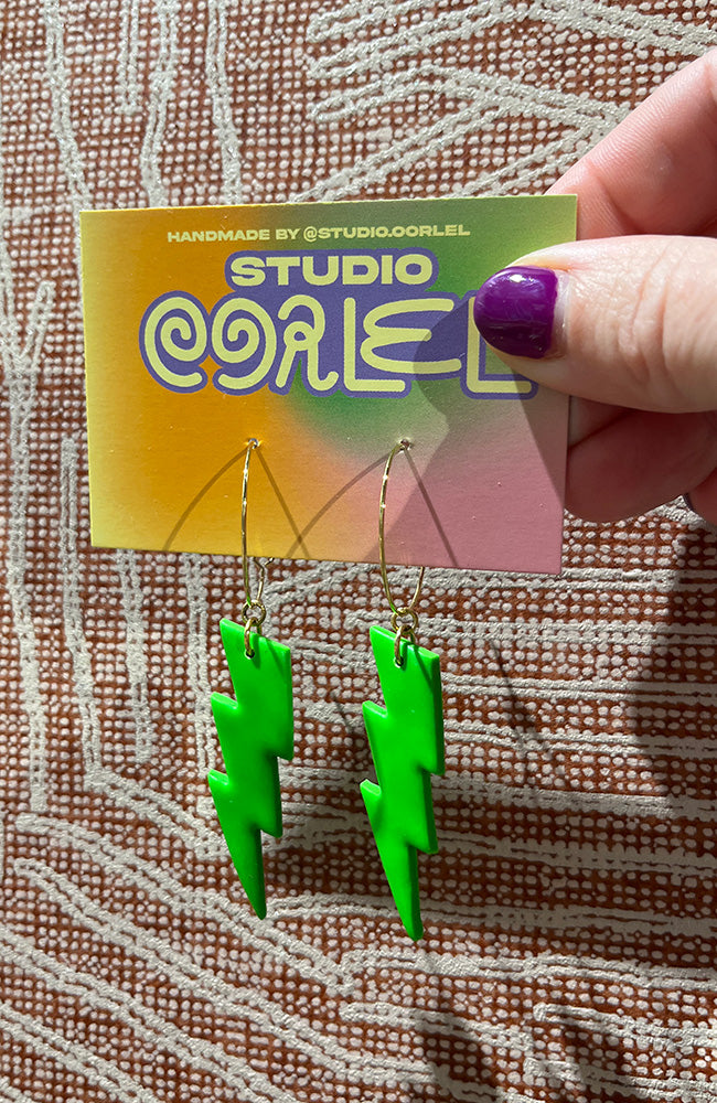Studio Earlobe Thunder green vegan handmade earrings | Sophie Stone