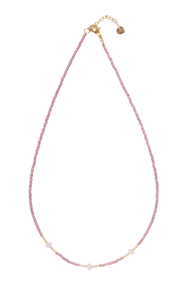 A Beautiful Story Brightly Rose Quartz Necklace from brass | Sophie Stone