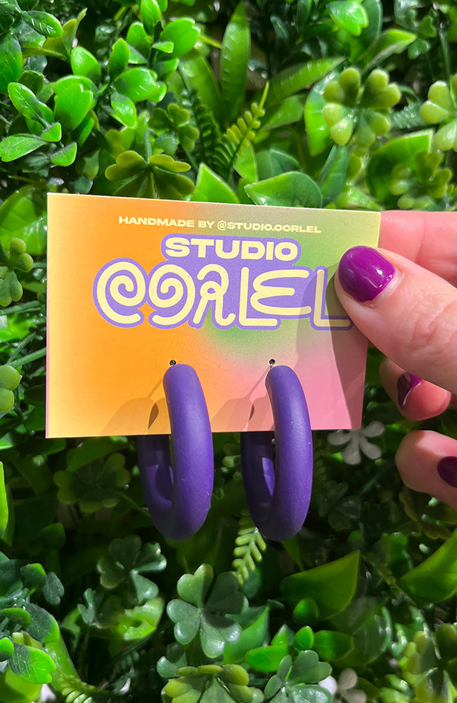Studio Earlobe Hola Hoops earrings purple handmade | Sophie Stone