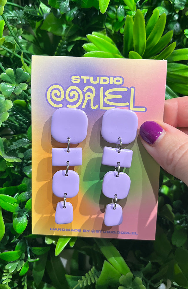 Studio Earlobe Lilac rain earrings vegan | Sophie Stone