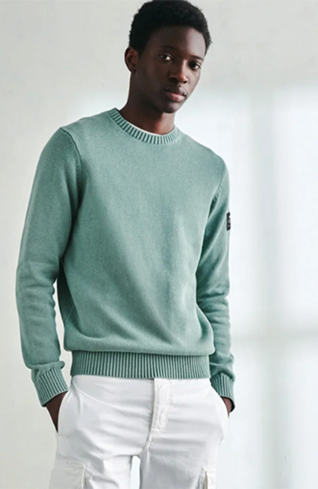 Ecoalf Tail knit sweater dusty mint in organic cotton & linen | Sophie Stone