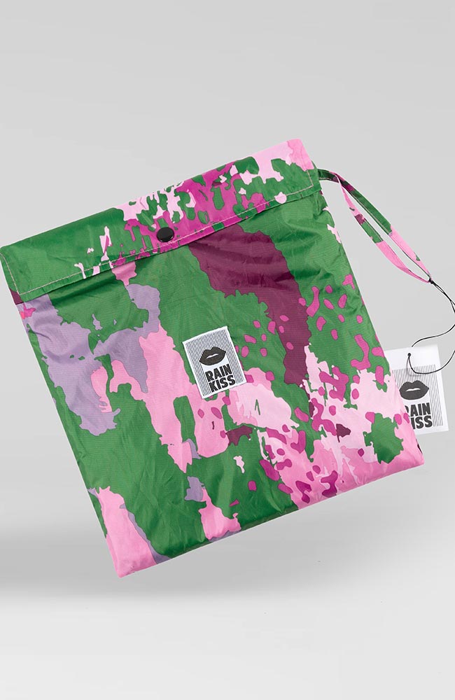 Rainkiss Digi Spring Camo Poncho made from recycled PET bottles | Sophie Stone
