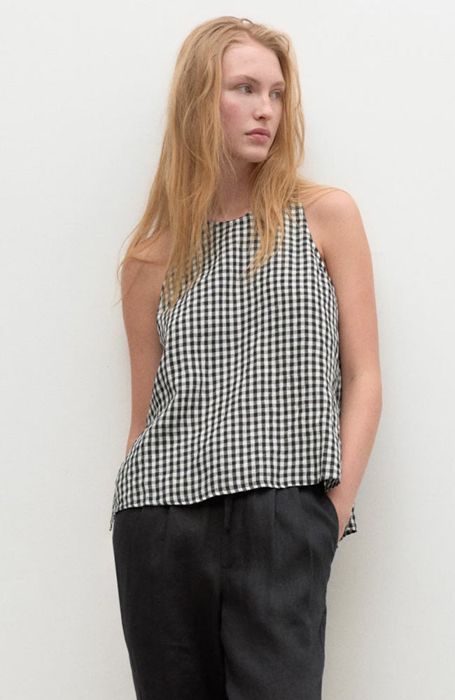 Ecoalf Lola Vichy Shirt black linen | Sophie Stone 