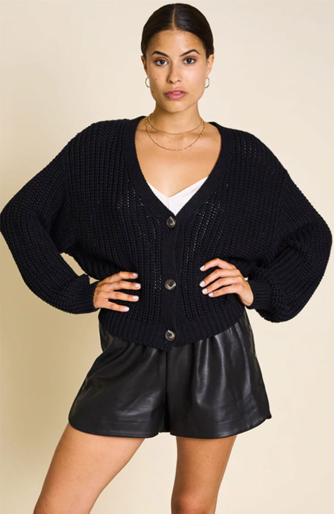Jan 'n June Lena knitted cardigan black in organic cotton | Sophie Stone