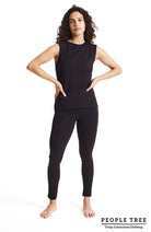 People Tree Yoga V-back cardigan black from organic cotton | Sophie Stone