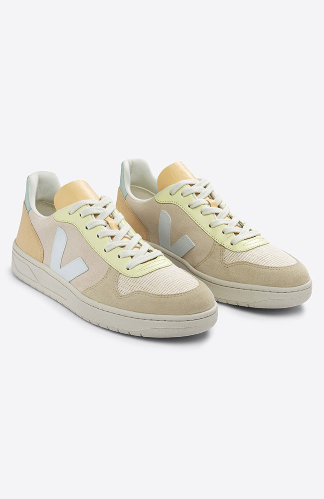 VEJA V-10 Suede sable menthol multico made of suede and leather | Sophie Stone