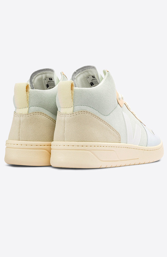 VEJA V-15 Suede jade white multico sustainable suede | Sophie Stone