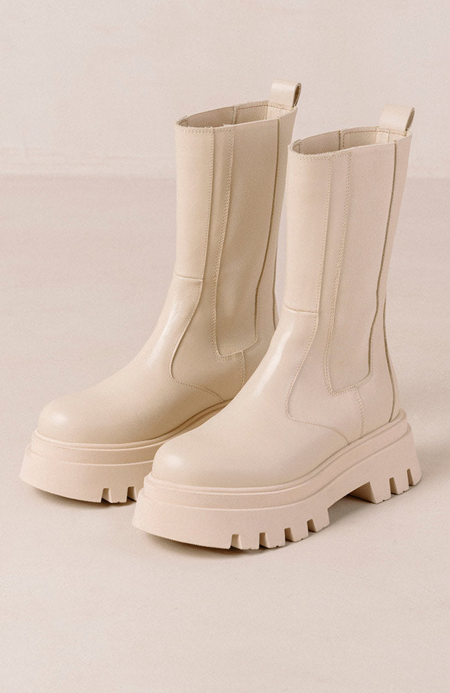 All Rounder white leather boots