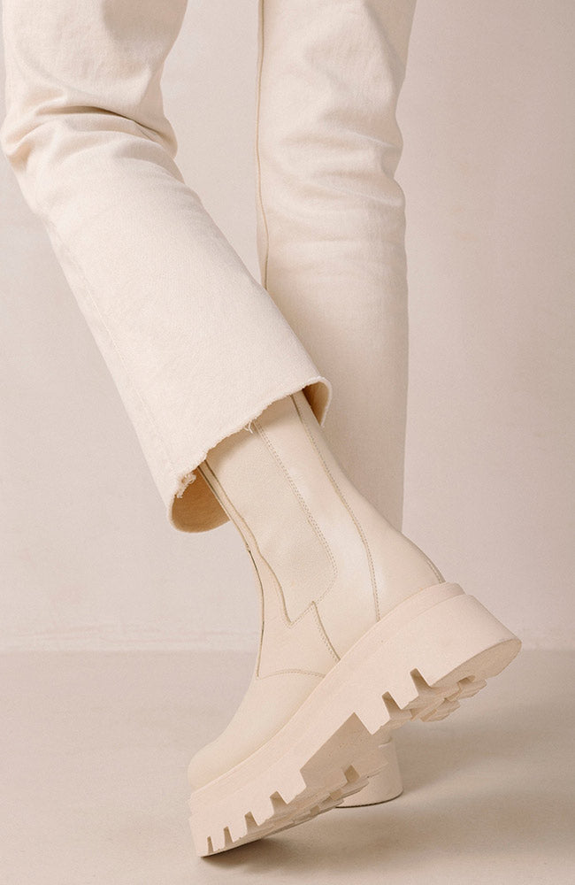 All Rounder white leather boots