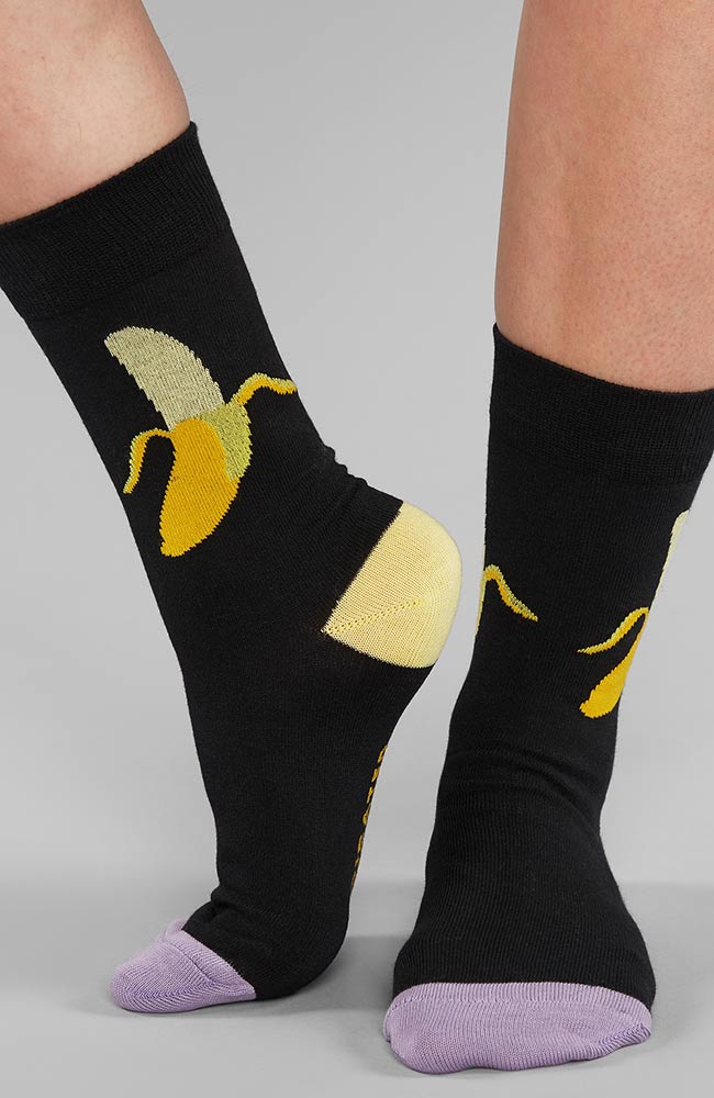 Dedicated Sigtuna black socks with banana print | Sophie Stone