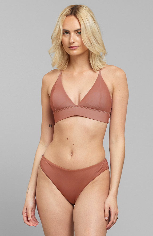 Dedicated Bikini Top Alva Copper Brown from 100% recycled polyester | Sophie Stone 
