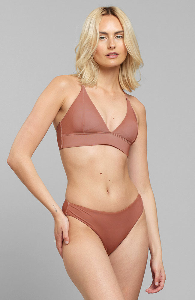 Dedicated Bikini Top Alva Copper Brown durable swimwear | Sophie Stone 