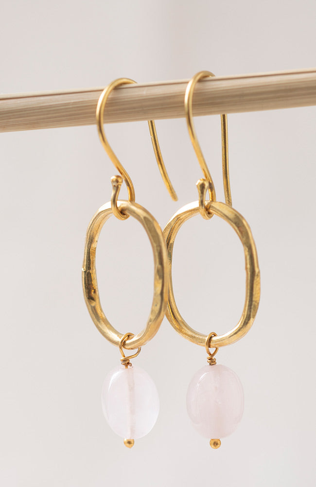A Beautiful Story Graceful Rose Quartz Gold earrings | Sophie Stone