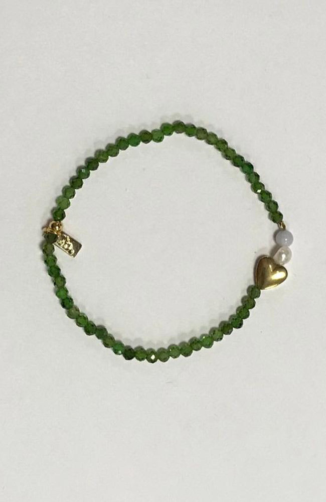 Jules Bean Heart Green bracelet handmade green | Sophie Stone
