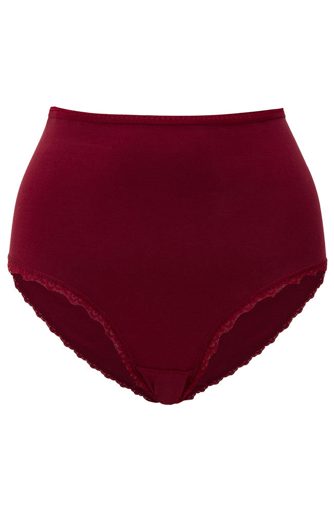 People Tree High waist lace briefs in red | Sophie Stone