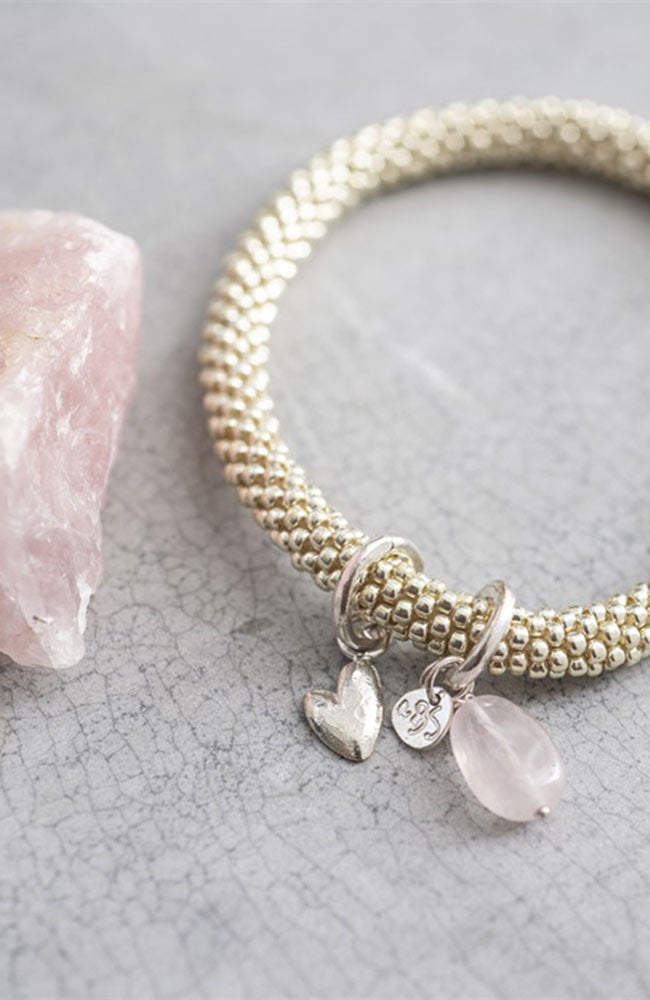 Jacky Rose Quartz Heart Silver bracelet by A beautiful story | Sophie Stone