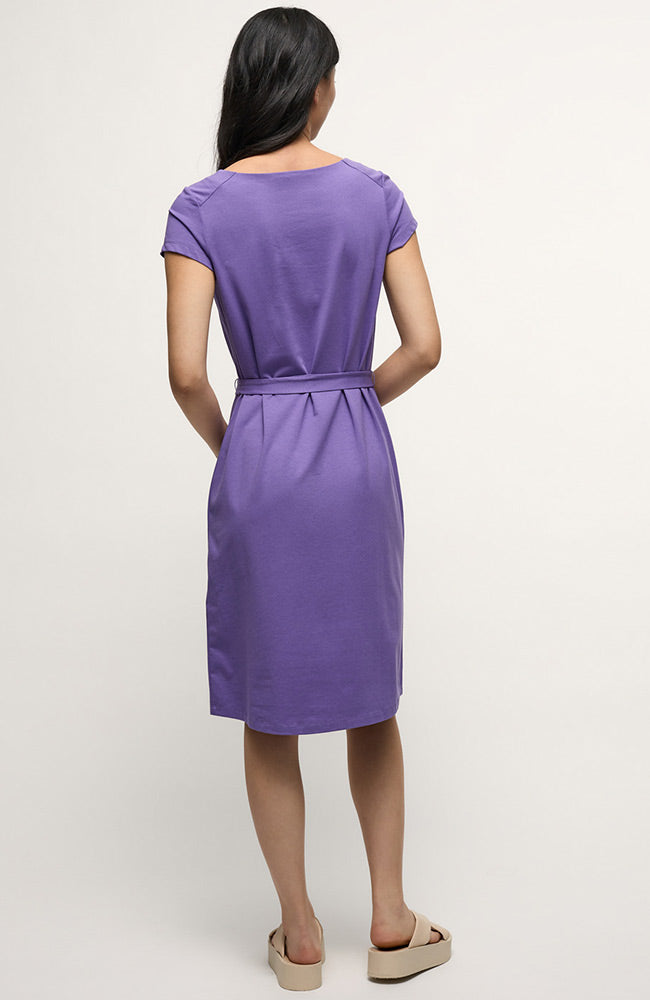 LANIUS purple short-sleeved dress in organic cotton | Sophie Stone