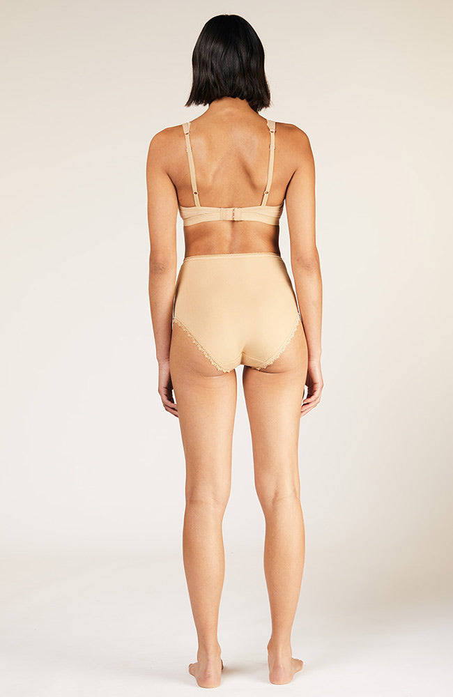 People Tree High waist lace brief beige organic cotton | Sophie Stone