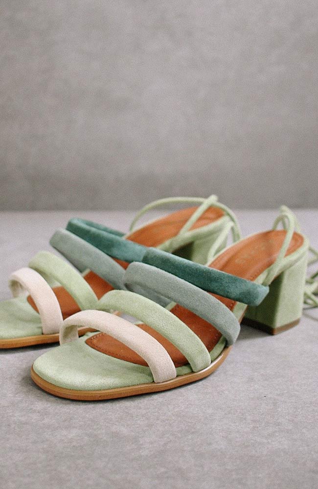 Alohas Letizia Shades of green velvet suede recycled material | Sophie Stone