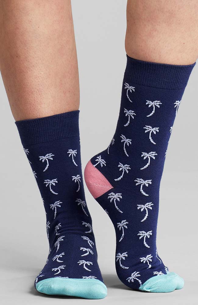 Dedicated Sigtuna Palm socks blue, pink, white | Sophie Stone