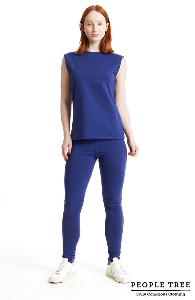  People Tree Yoga V-back cardigan blue from sustainable and fair trade material | Sophie Stone
