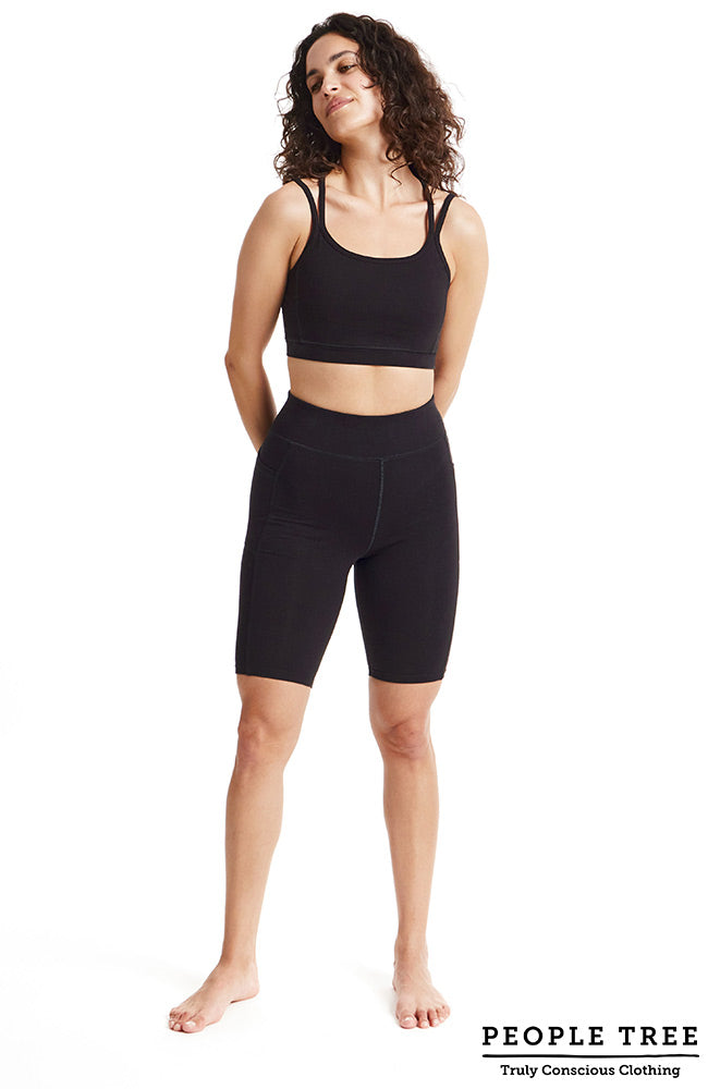 People Tree Yoga Y-back top durable cotton black | Sophie Stone