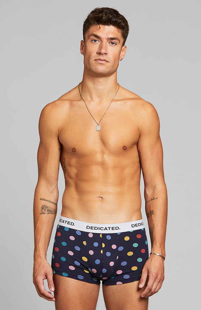Dedicated Kalix boxer navy with coloured dots | Sophie Stone