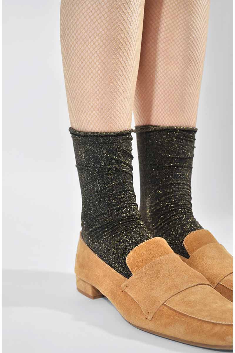 Swedish Stockings Lisa Lurex gold glitter sock | Sophie Stone