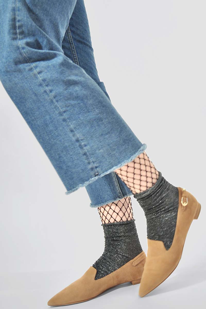 Swedish Stockings Lisa Lurex silver glitter sock | Sophie Stone