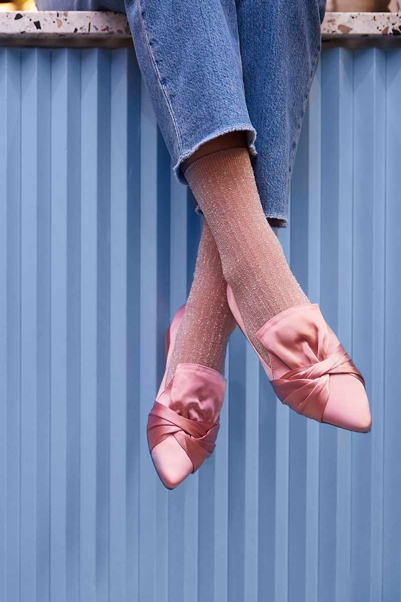 Swedish Stockings Stella shimmering socks pink | Sophie Stone
