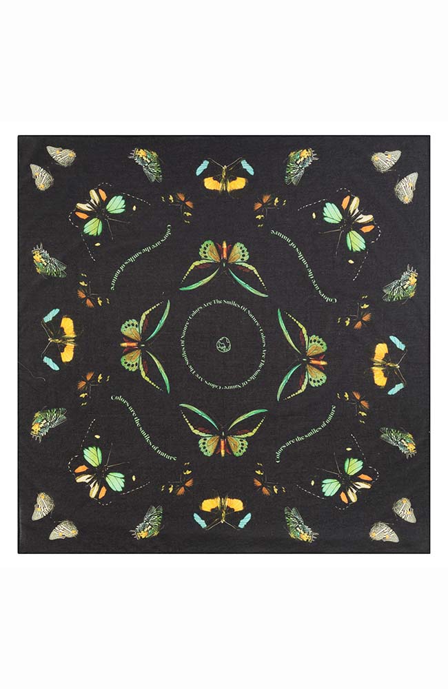 Dedicated Scarf Kullavik Butterflies Black organic cotton | Sophie Stone