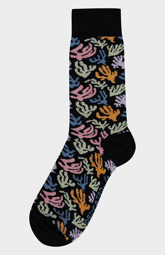 Dedicated Socks Sigtuna Coral Ditsy Black | Sophie Stone